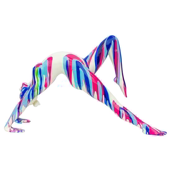 Amorous Stretching Yoga Lady Sculpture In Pink and Blue