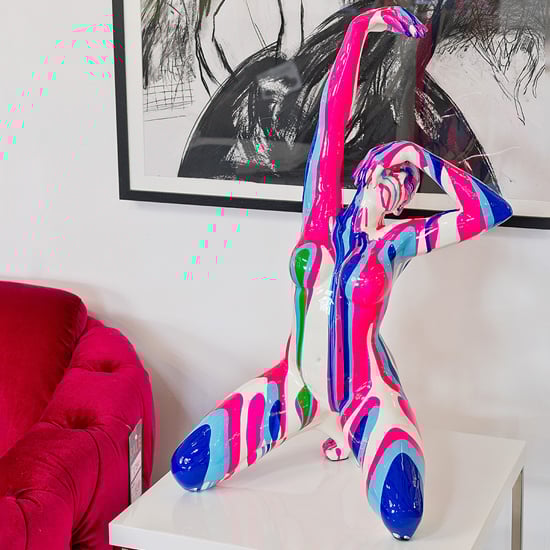 Amorous Yoga Lady Sculpture In Pink and Blue