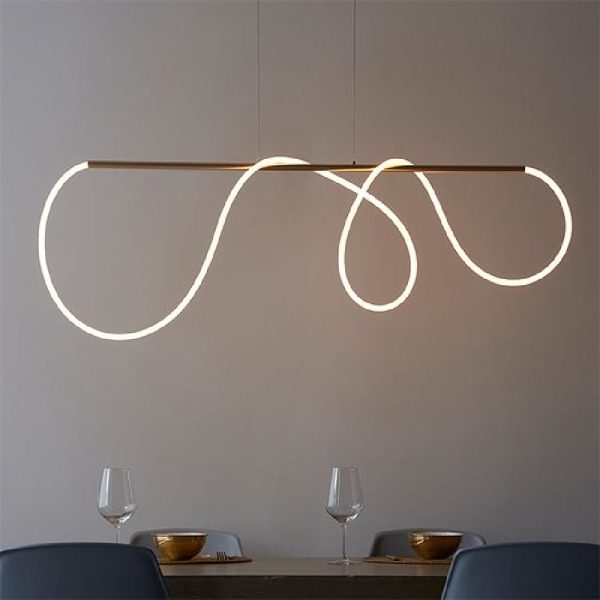 Amqui LED Silicone Tube Pendant Ceiling Light In Gold | Bed Sava