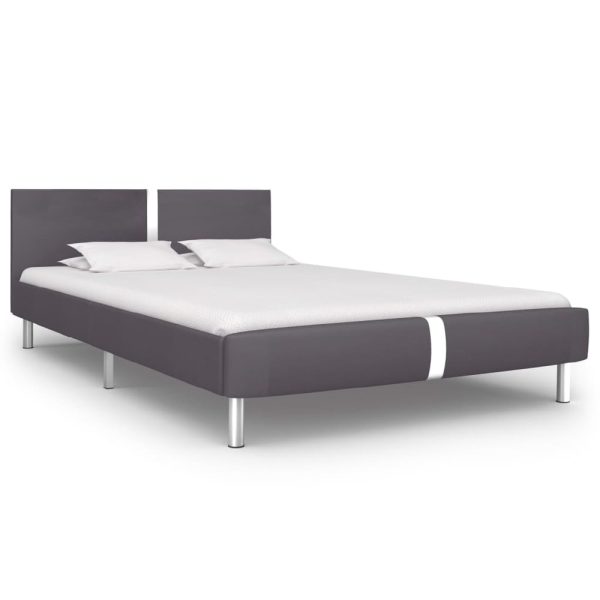 Anaheim Faux Leather Double Bed In Grey | Bed Sava