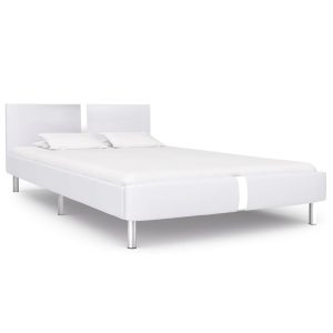 Anaheim Faux Leather Double Bed In White | Bed Sava