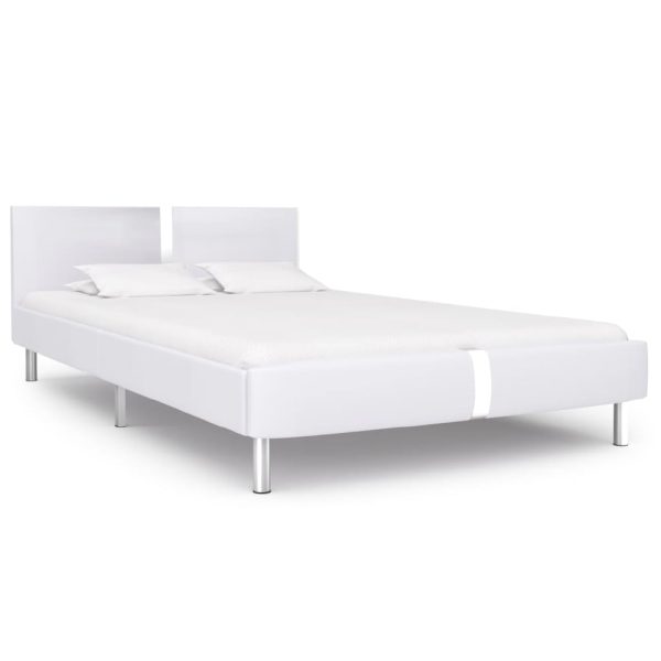 Anaheim Faux Leather Double Bed In White | Bed Sava