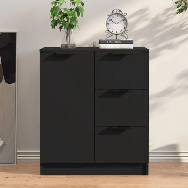 Anaheim Wooden Sideboard With 1 Door 3 Drawers In Black | Bed Sava