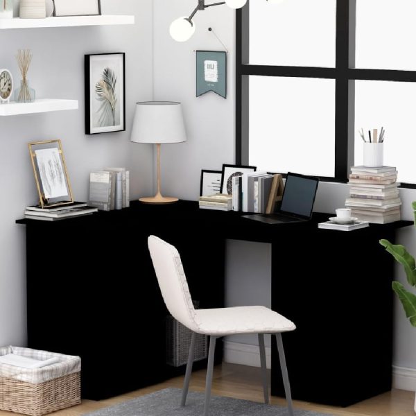 Andover Wooden Corner Laptop Desk With 4 Drawers In Black | Bed Sava