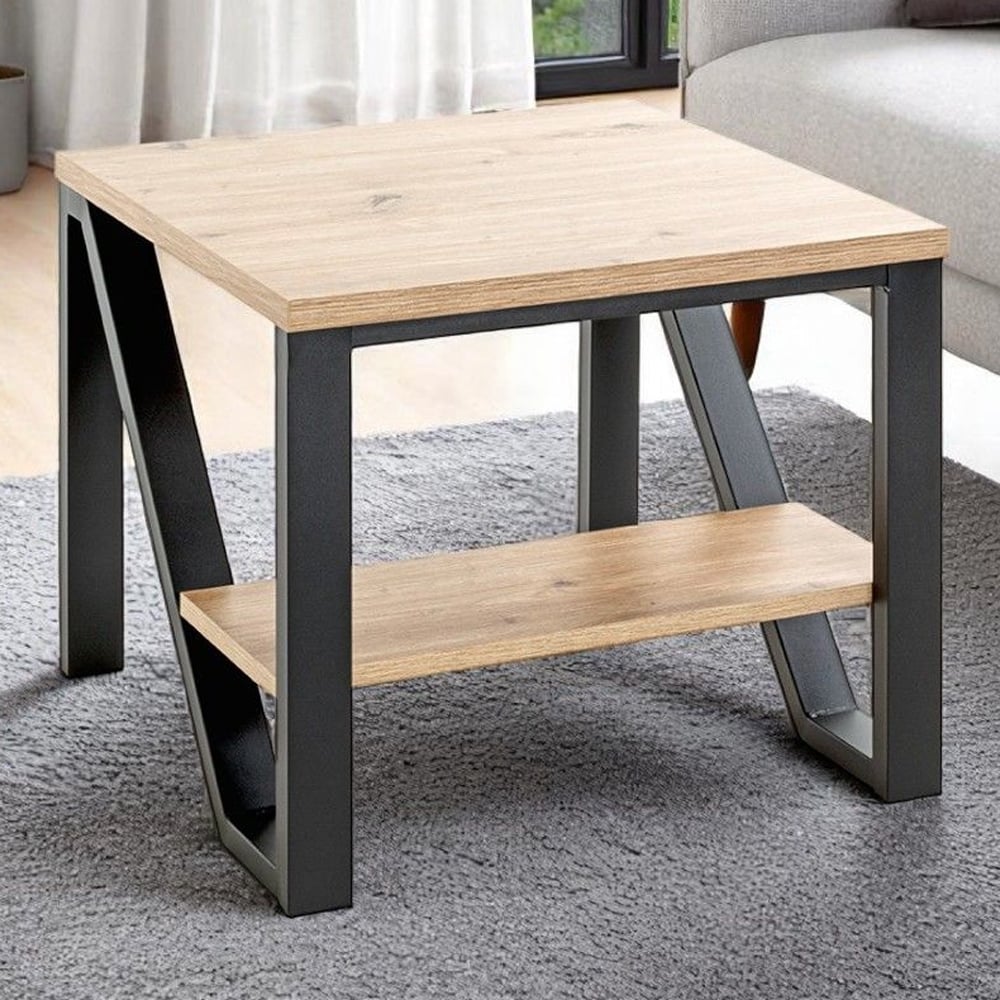 Andover Wooden End Table In Oak And Black