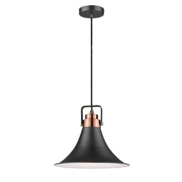 Anerley Metal Pendant Light In Matt Black And Copper | Bed Sava