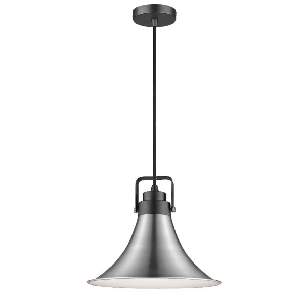 Anerley Metal Pendant Light In Satin Nickel And Matt Black | Bed Sava