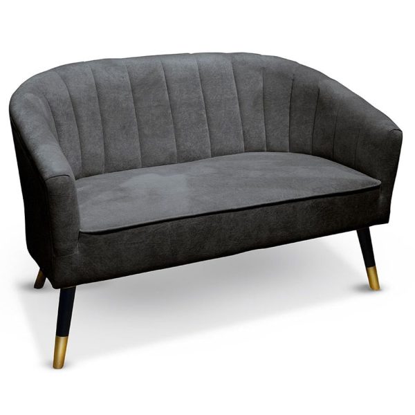 Angina Fabric 2 Seater Sofa With Wooden Legs In Grey | Bed Sava