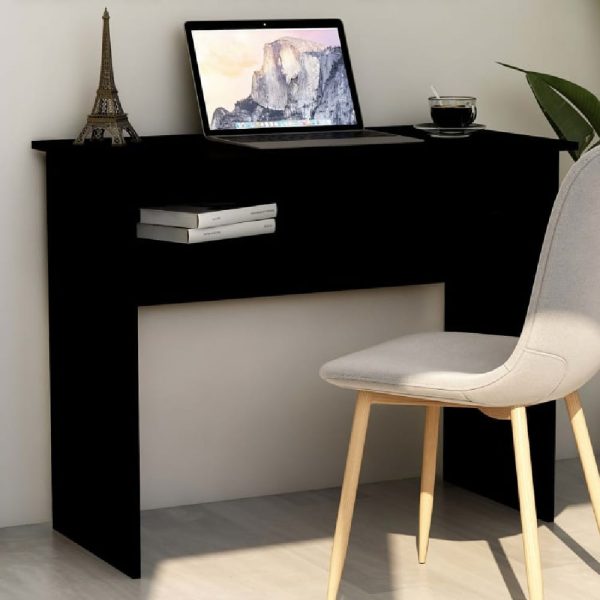 Angleton Wooden Laptop Desk With 1 Shelf In Black | Bed Sava