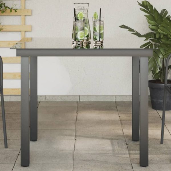 Ankeny Small Glass Top Garden Dining Table In Black | Bed Sava