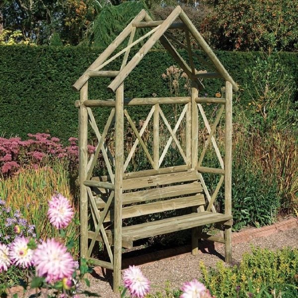 Annan Wooden Garden Apex Arbour In Natural | Bed Sava