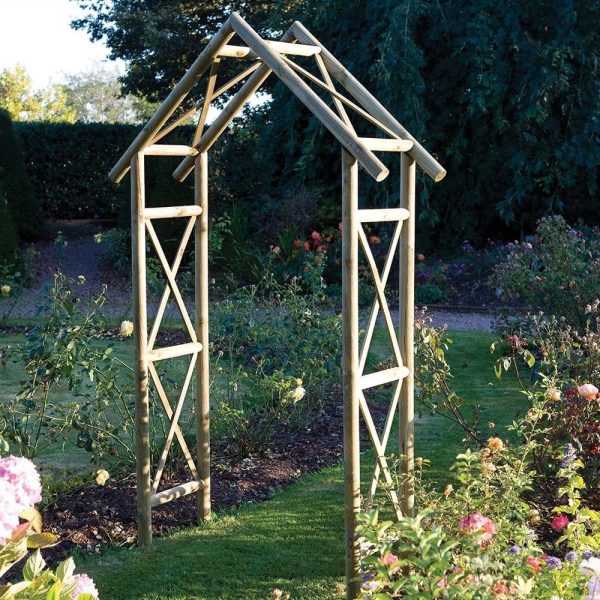 Annan Wooden Garden Apex Arch In Natural | Bed Sava