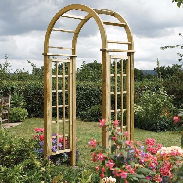 Annan Wooden Garden Round Arch In Natural | Bed Sava