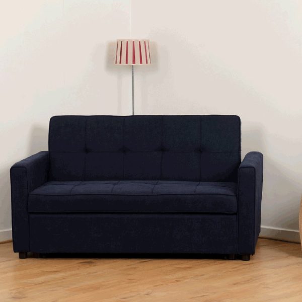 Annecy Fabric Sofa Bed With Black Legs In Navy Blue | Bed Sava