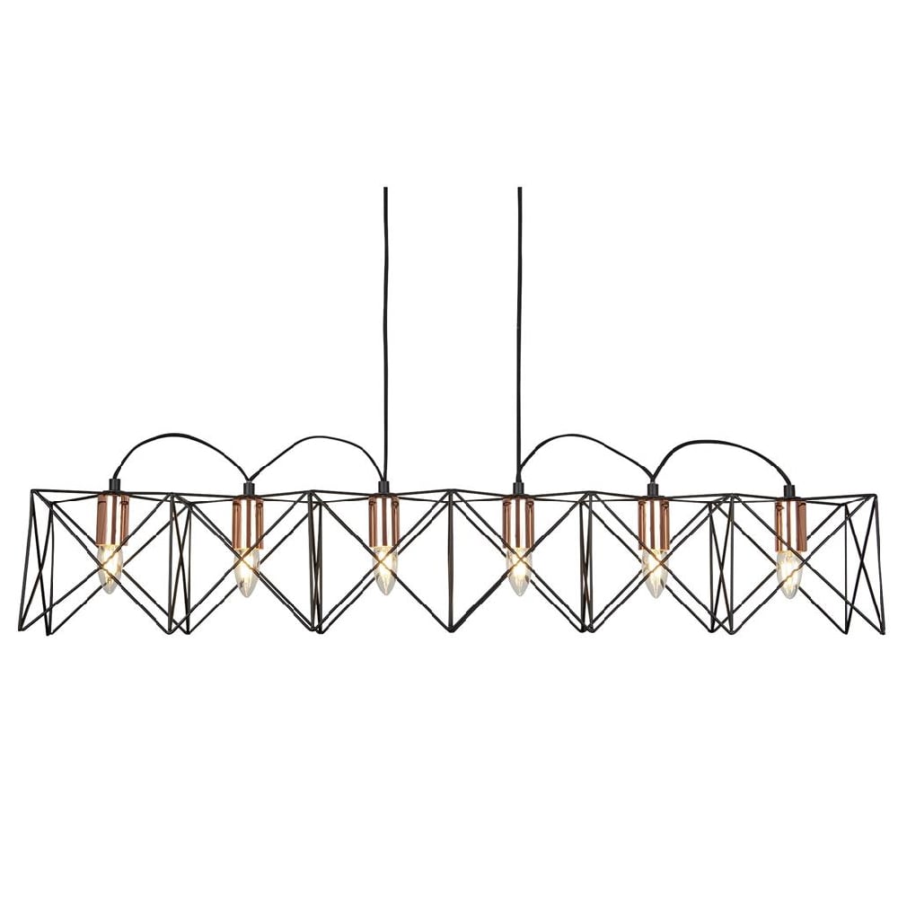 Anthea 6 Light Pendant Light In Black And Copper