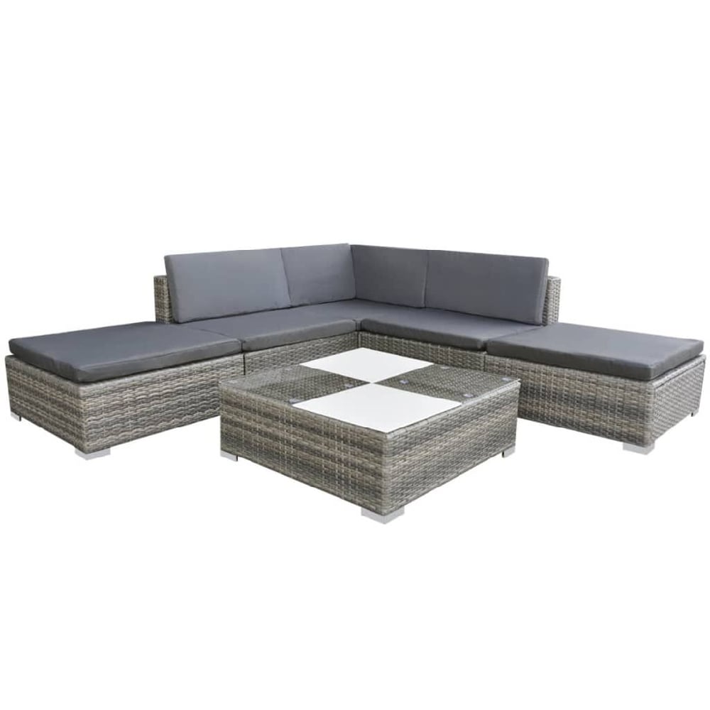 Antioch Rattan Garden Lounger Set With Coffee Table In Grey