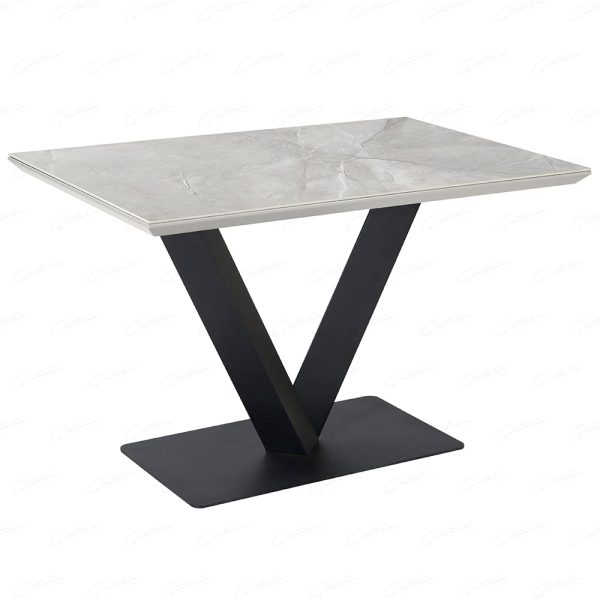 Anzio Ceramic Marble Rectangular Dining Table In Grey | Bed Sava