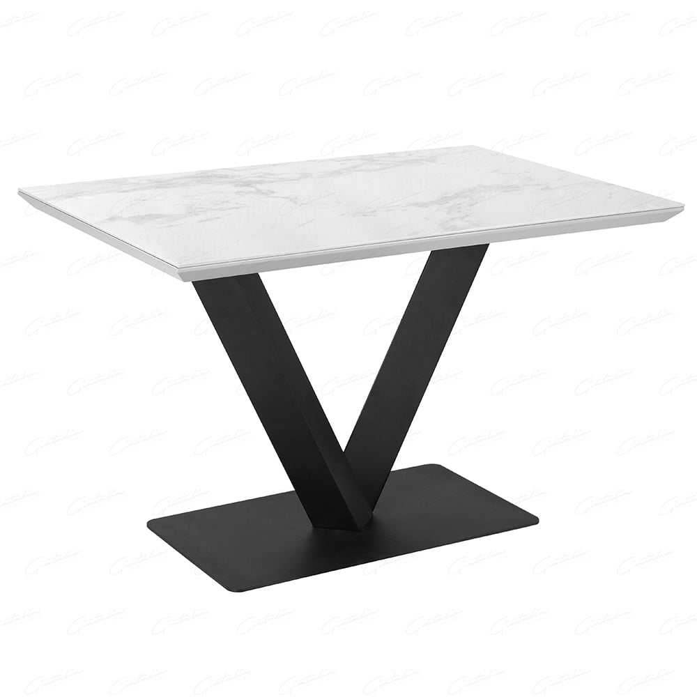 Anzio Ceramic Marble Rectangular Dining Table In White