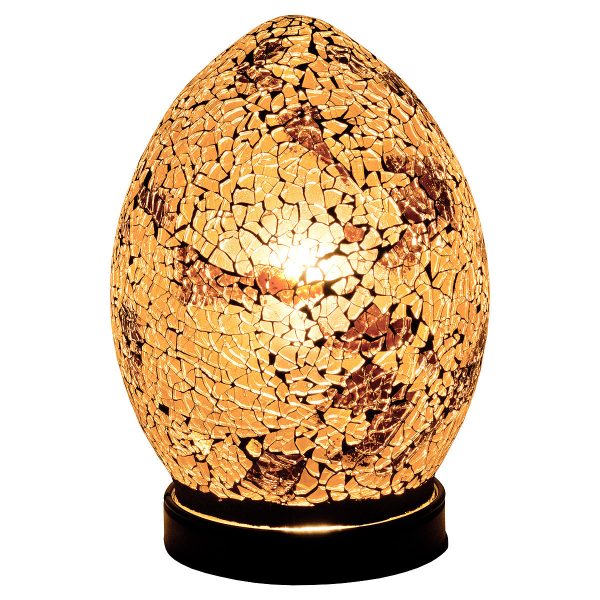 Apollo Mini Mosaic Glass Egg Table Lamp In Autumn Gold | Bed Sava