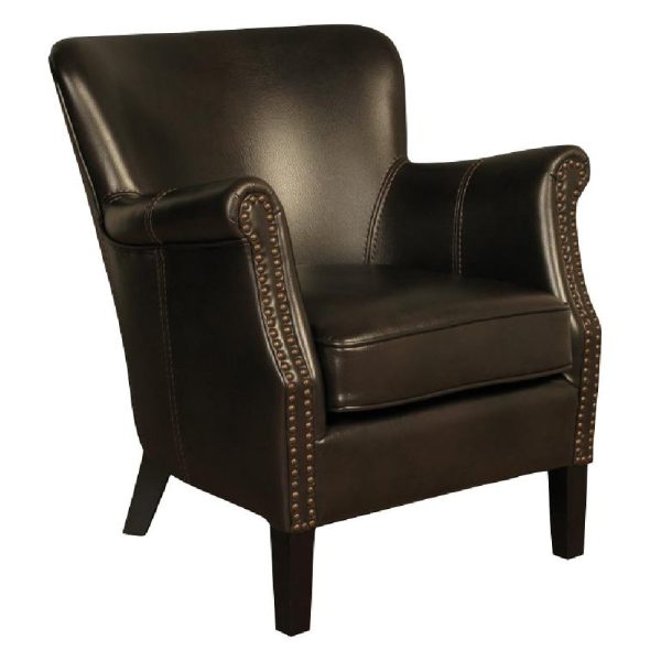Aquarii Leather Armchair With Wooden Legs In Brown | Bed Sava