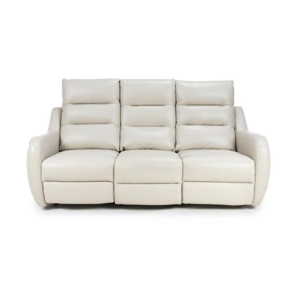 Arcata Electric Power Faux Leather 3 Seater Sofa In Chalk | Bed Sava