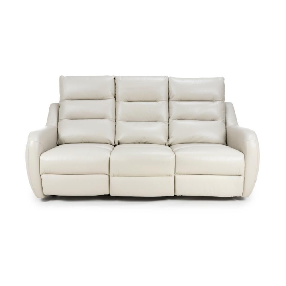 Arcata Electric Power Faux Leather 3 Seater Sofa In Chalk