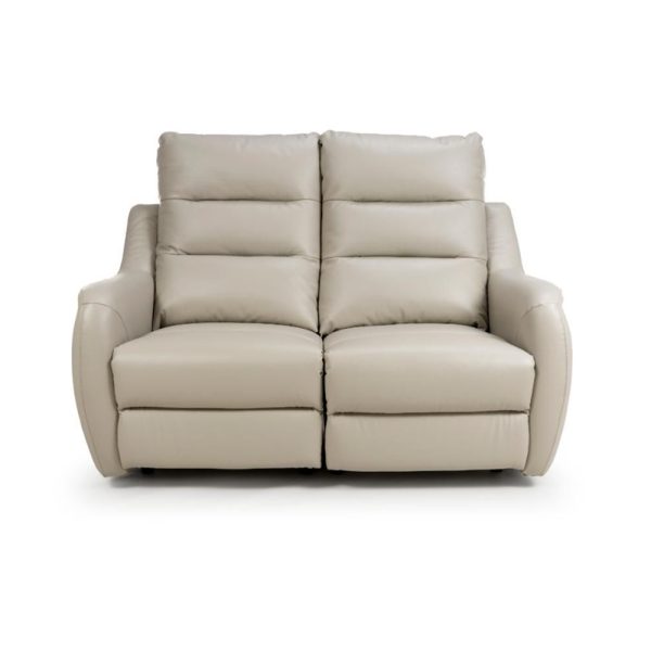 Arcata Electric Power Faux Leather 2 Seater Sofa In Chalk | Bed Sava