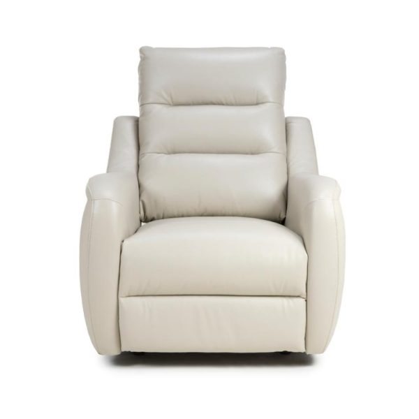 Arcata Electric Power Faux Leather Recliner Chair In Chalk | Bed Sava