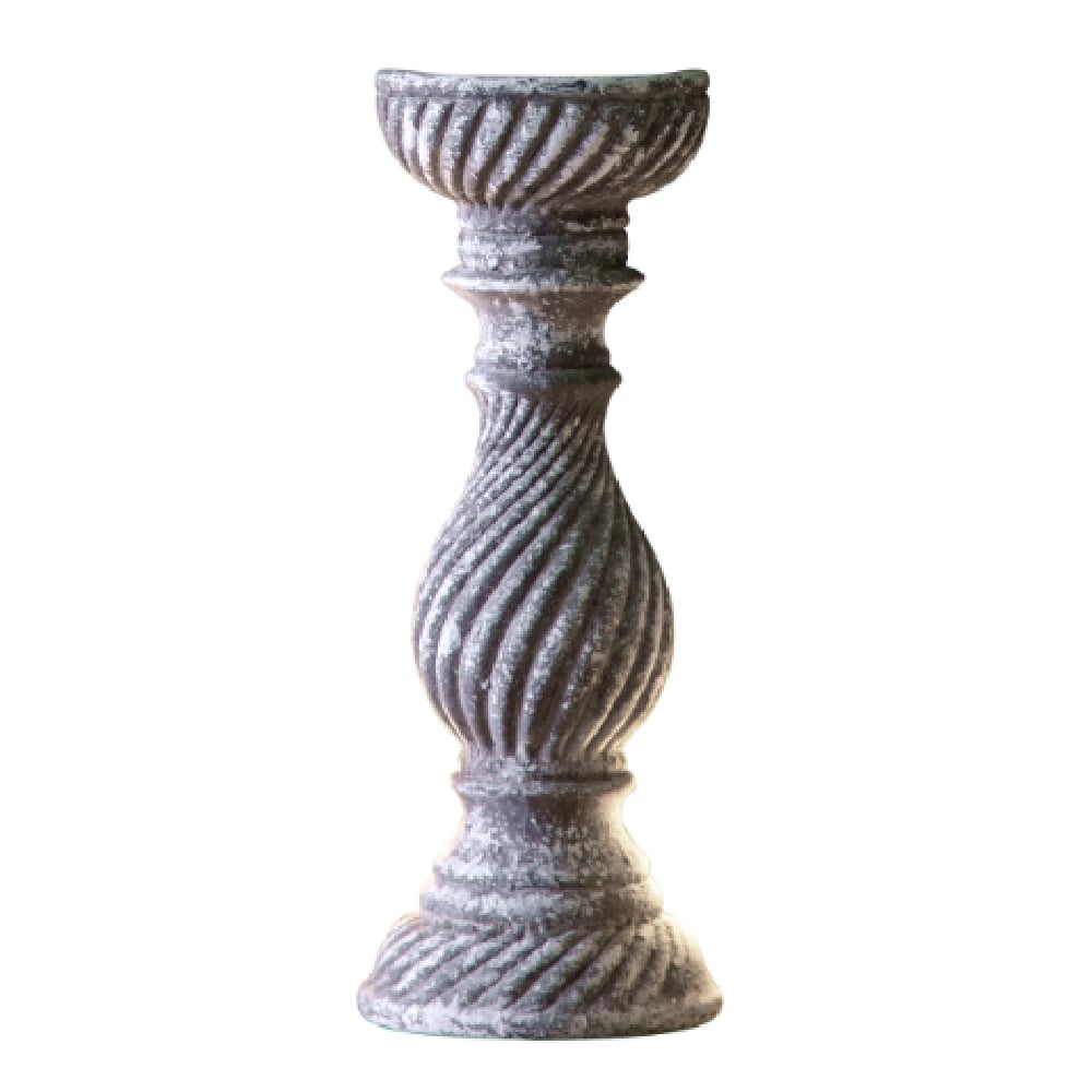 Arcata Small Polyresin Aged Candle Holder In Grey