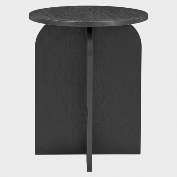 Arcata Wooden Round Side Table In Black | Bed Sava