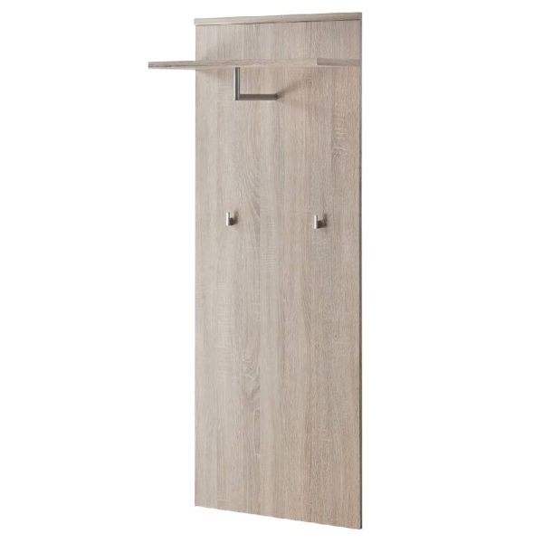 Arcata Wooden Wall Coat Rack Panel With 1 Shelf In Sonoma Oak | Bed Sava