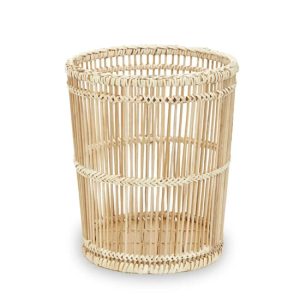 Arcola Rattan And Bamboo Bathroom Waste Bin In Natural | Bed Sava