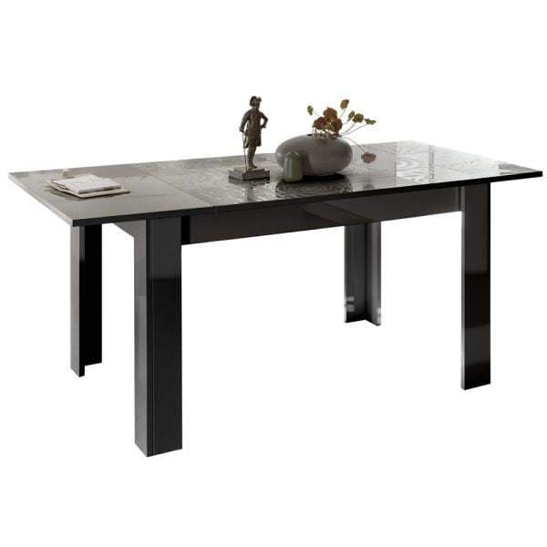 Ardent High Gloss Extending Dining Table In Grey | Bed Sava