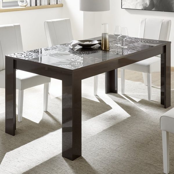 Ardent High Gloss Rectangular Dining Table In Grey | Bed Sava