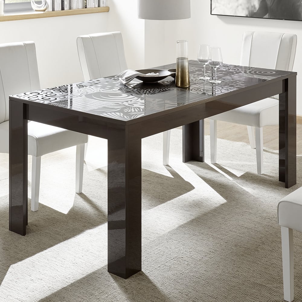 Ardent High Gloss Rectangular Dining Table In Grey