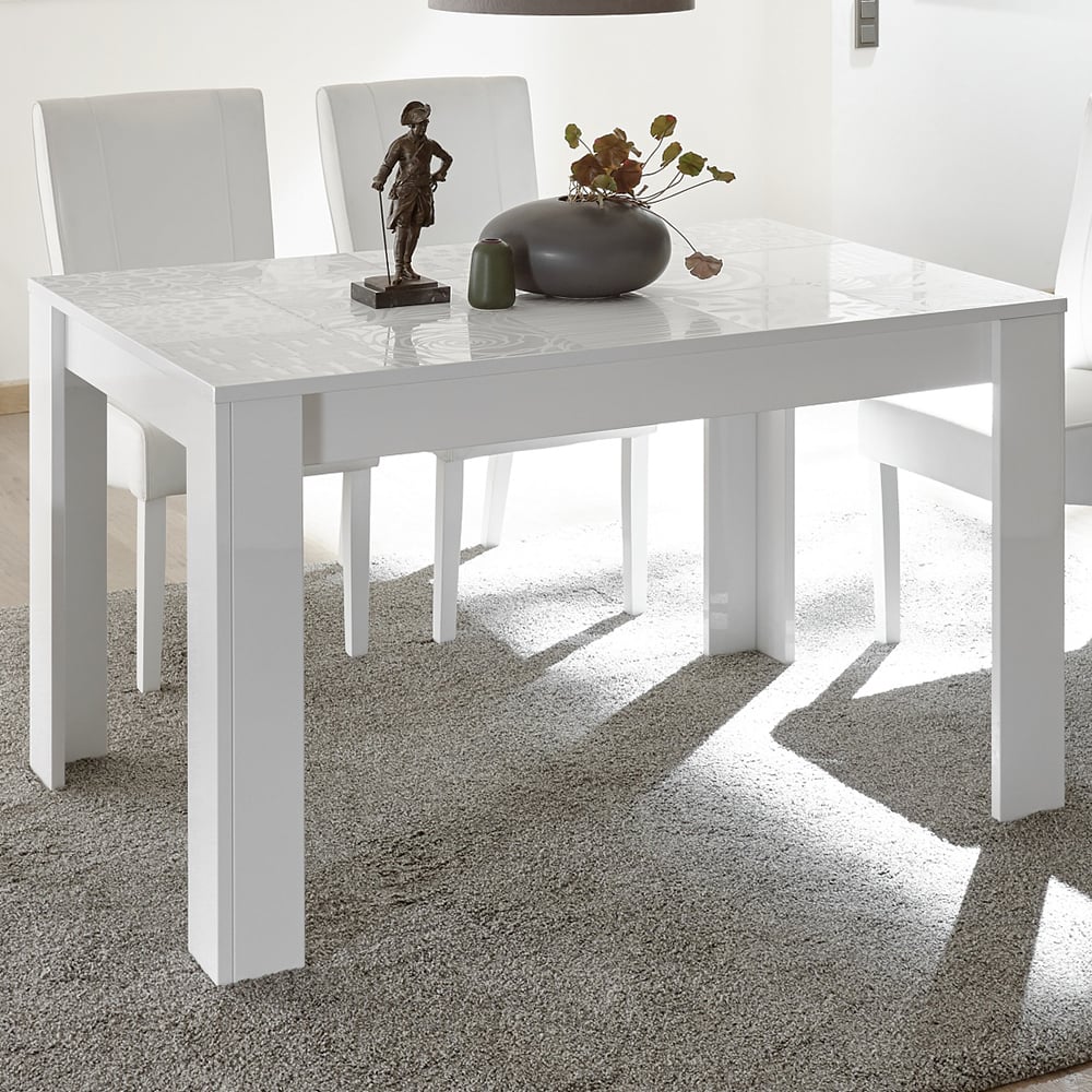 Ardent High Gloss Rectangular Dining Table In White