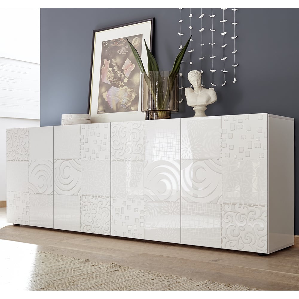 Ardent High Gloss Sideboard With 4 Doors In White