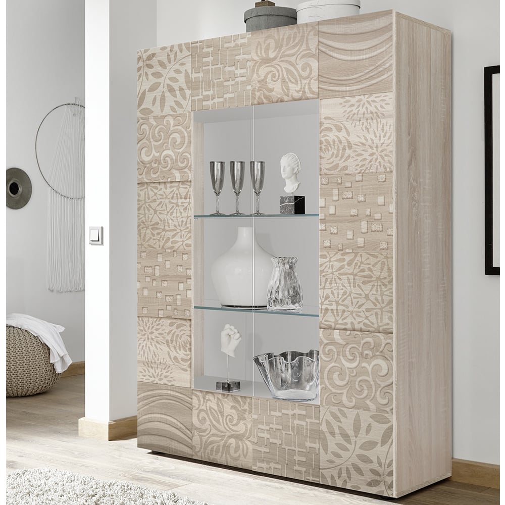 Ardent Wooden Display Cabinet With 2 Doors In Sonoma Oak