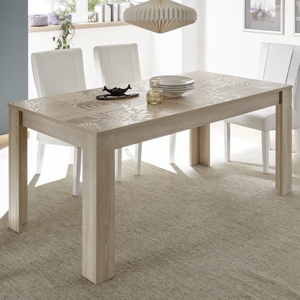 Ardent Wooden Rectangular Dining Table In Sonoma Oak | Bed Sava