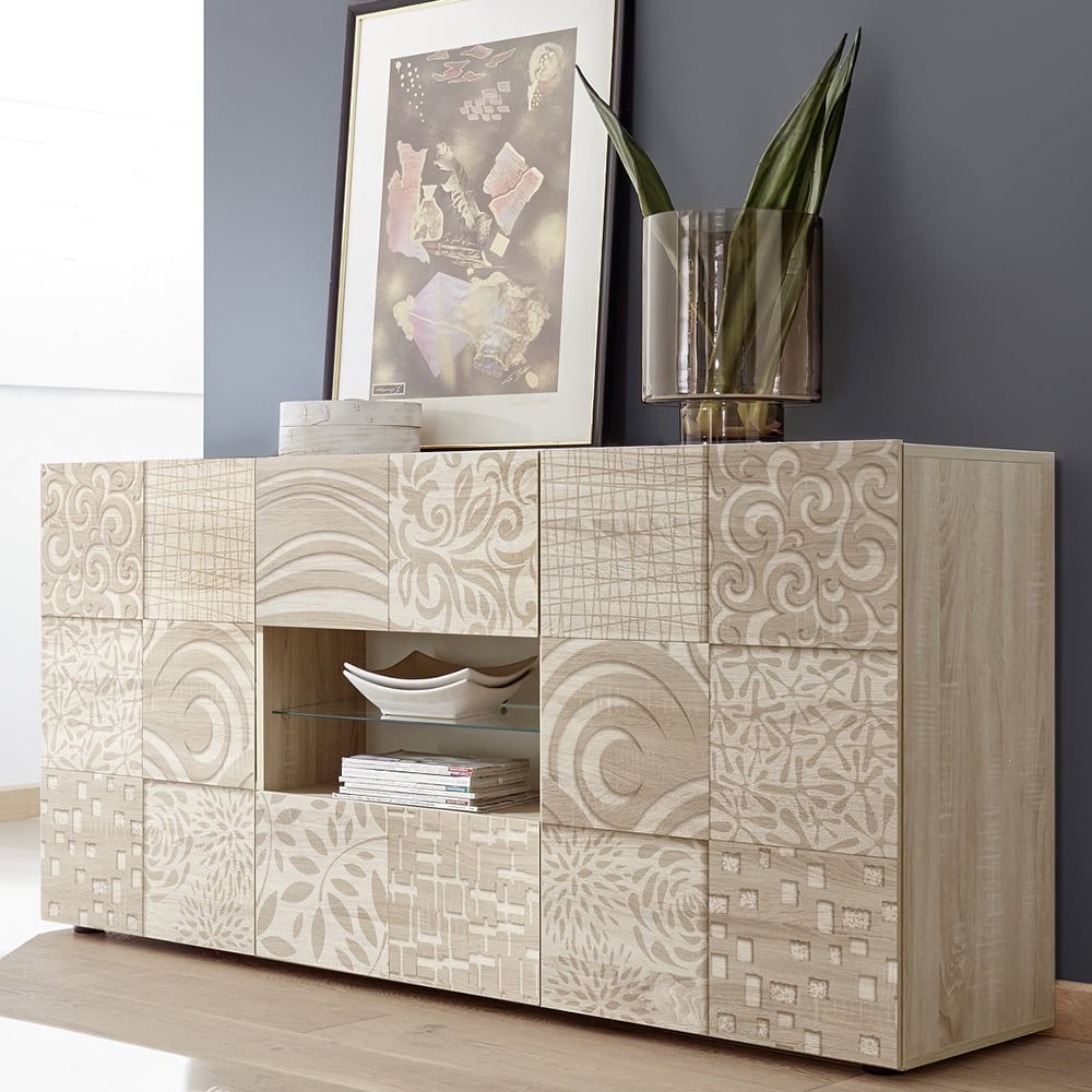 Ardent Wooden Sideboard With 2 Doors 2 Drawers In Sonoma Oak