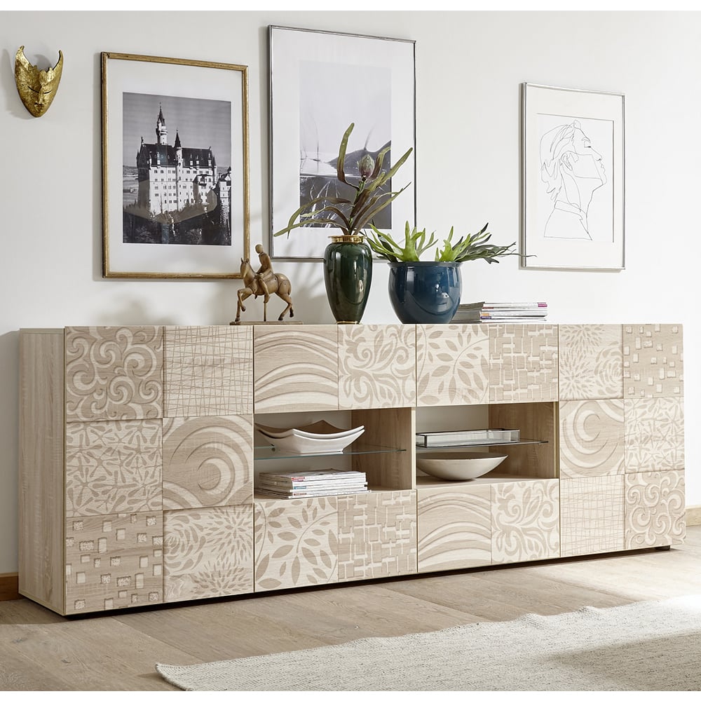 Ardent Wooden Sideboard With 2 Doors 4 Drawers In Sonoma Oak