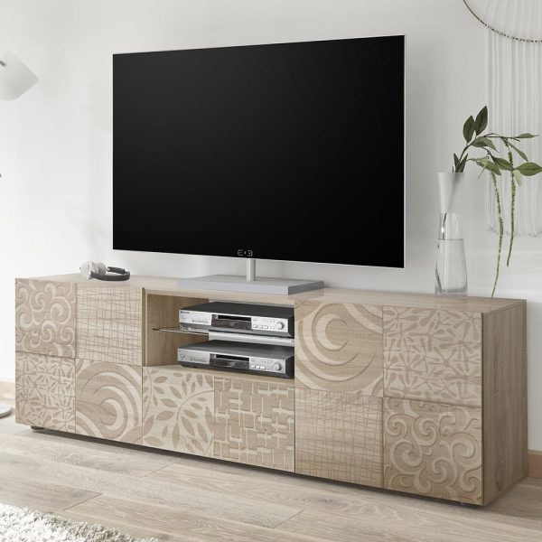Ardent Wooden TV Stand With 2 Doors 1 Drawer In Sonoma Oak | Bed Sava