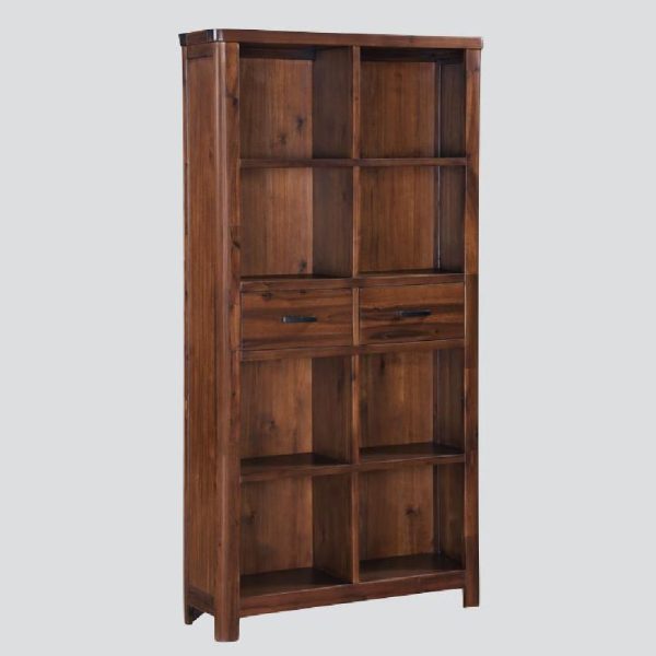 Areli Wooden Bookcase With 2 Drawers In Dark Brown | Bed Sava