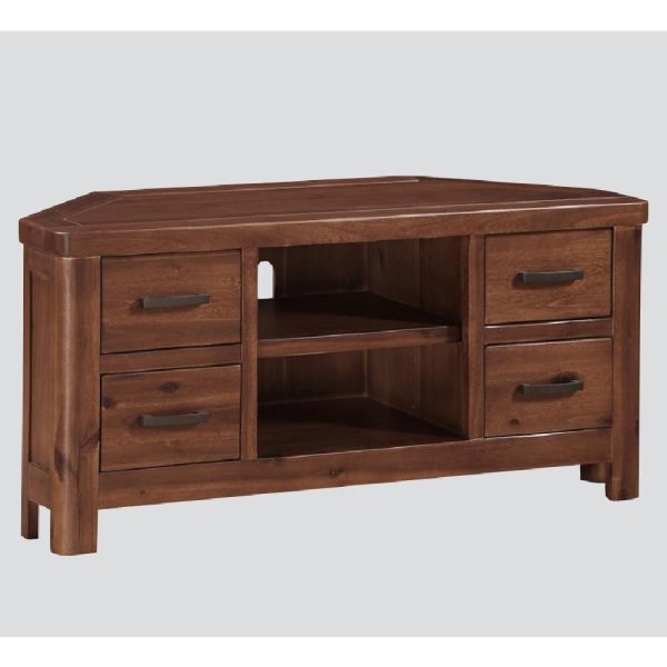 Areli Wooden Corner TV Stand With 4 Drawers In Dark Brown | Bed Sava