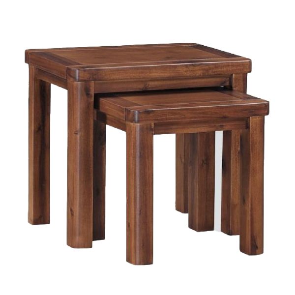 Areli Wooden Nest Of 2 Table In Dark Brown | Bed Sava