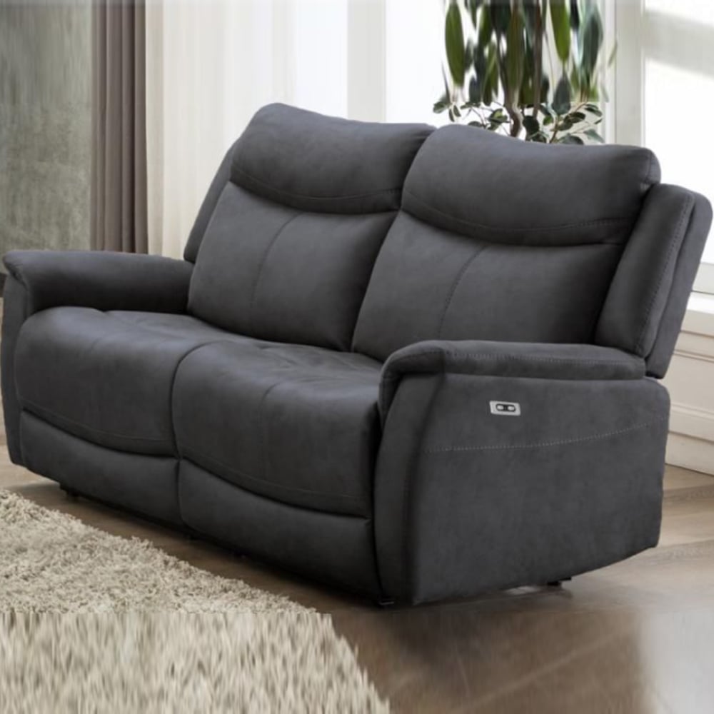 Arizones Fabric Electric Recliner 2 Seater Sofa In Slate