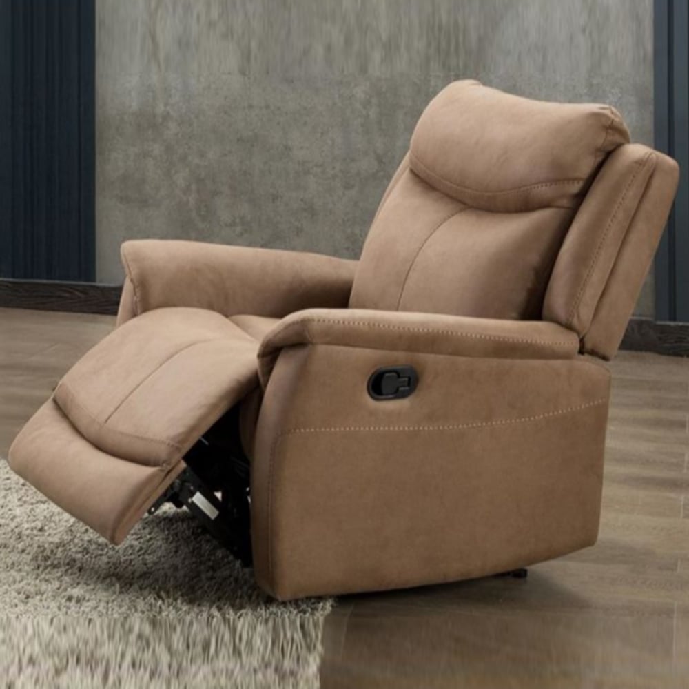Arizones Fabric Recliner 1 Seater Sofa In Caramel