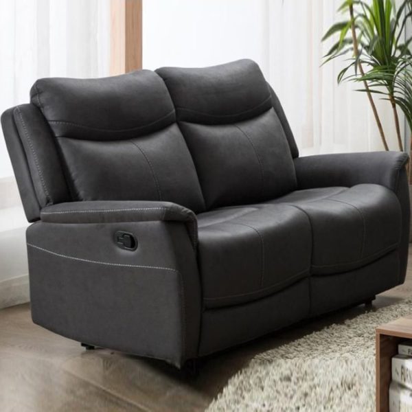 Arizones Fabric Recliner 2 Seater Sofa In Slate | Bed Sava