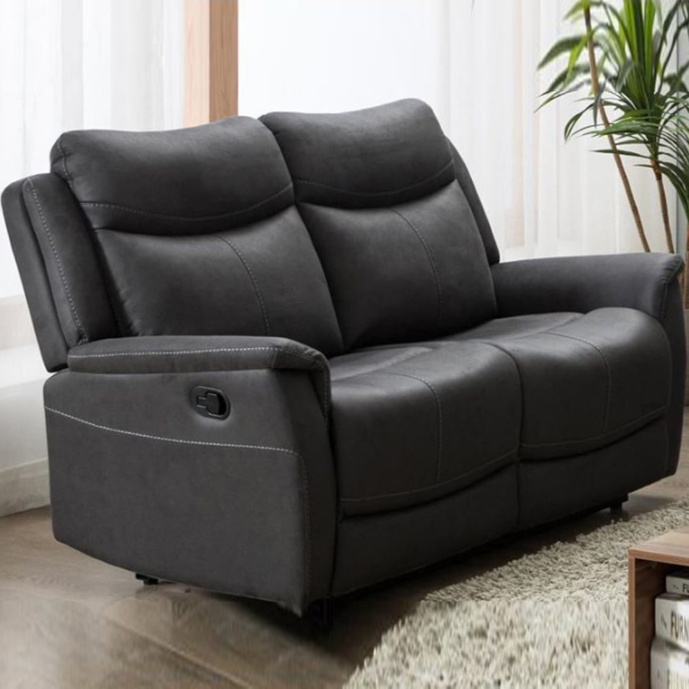 Arizones Fabric Recliner 2 Seater Sofa In Slate