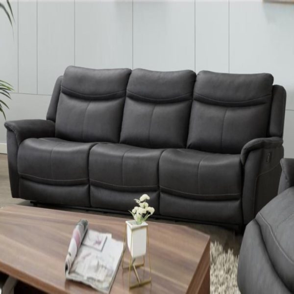 Arizones Fabric Recliner 3 Seater Sofa In Slate | Bed Sava